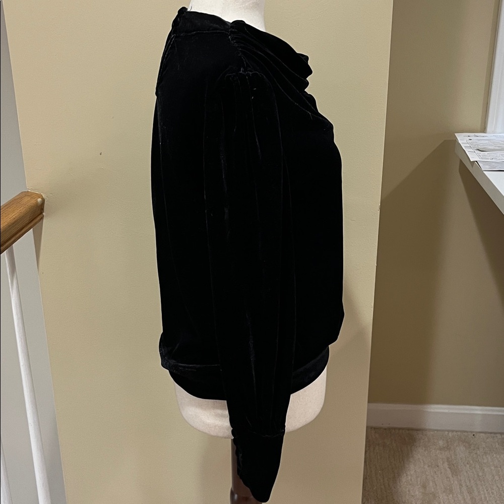 Anthropologie BTFL-life Black Velvet Velour Pullover Blouse Size XS EUC - Picture 3 of 12